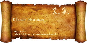 Klosz Herman névjegykártya