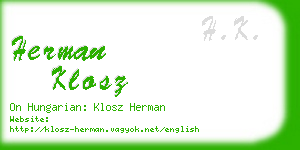 herman klosz business card